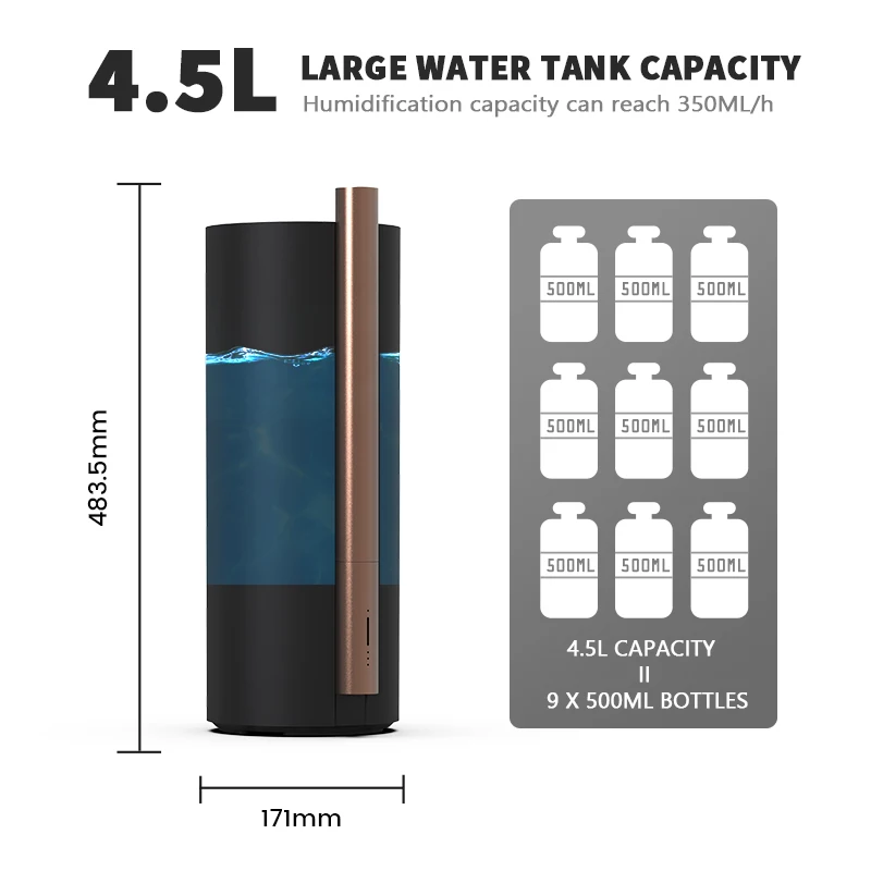 House Room Remote Control White Black Big Floor Standing Electric Cool and Warm Mist Steam Essential Oil Air Humidifier