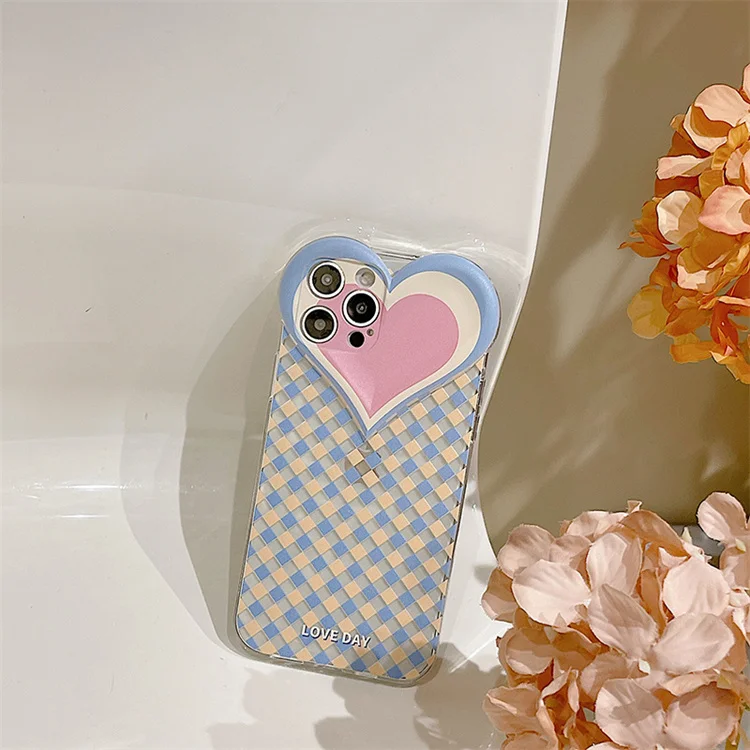 Japanese and Korean style popular big heart transparent phone case for iphone 13 pro for iphone 14