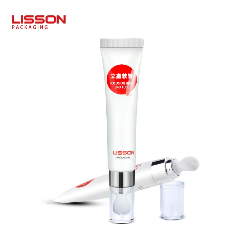 20ml empty cosmetic serum squeeze eye cream tube packaging with Zinc alloy metal applicator