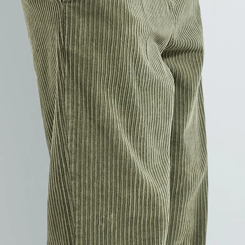 Custom spring  green loose chino corduroy pants for men custom sweatpants corduroy cargo jogging fleece jogger