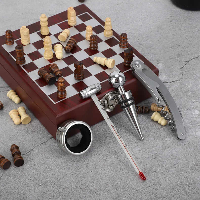 Custom 4PCS Chess Red Wine Opener Set Wine Set Gift Box Bottle opener