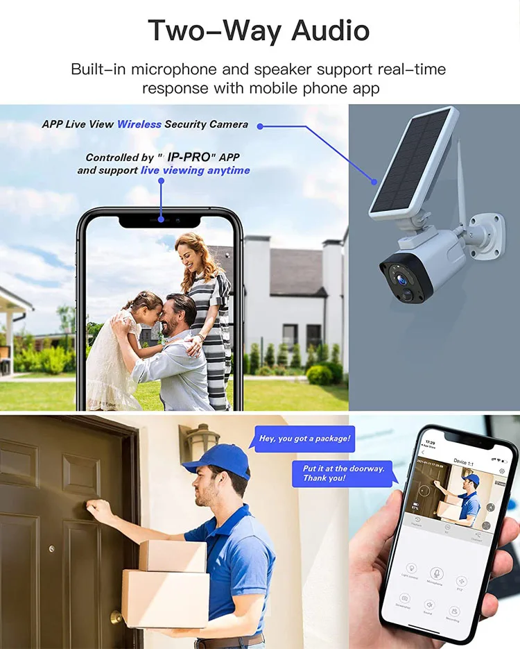 4 CH IP-Pro 3MP Wi-Fi камера на солнечной батарее уличная беспроводная видеонаблюдения