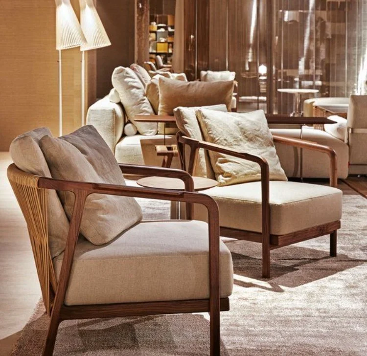 New luxury modern chic Italian solid wood walnut living room bedroom hotel single seat leisure sofa chair