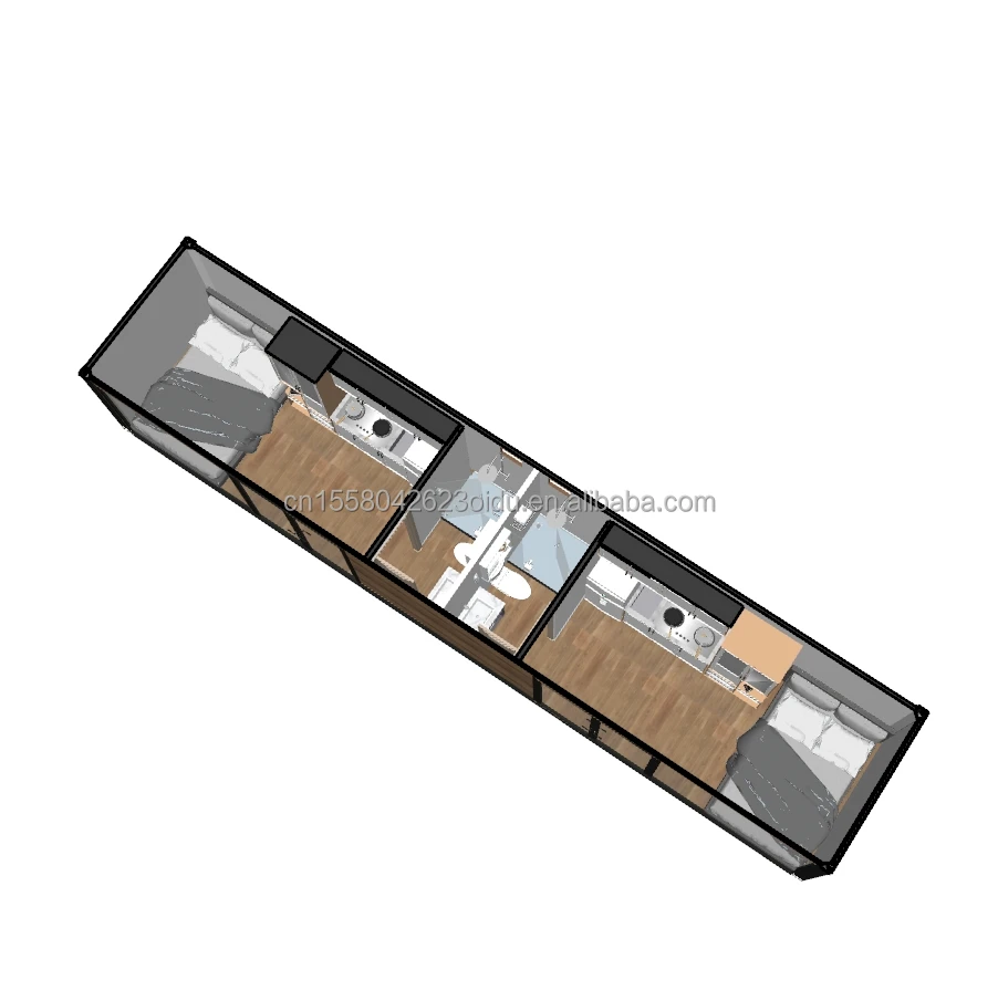 EU 40ft double bedroom container  glass door prefabricated living room container room