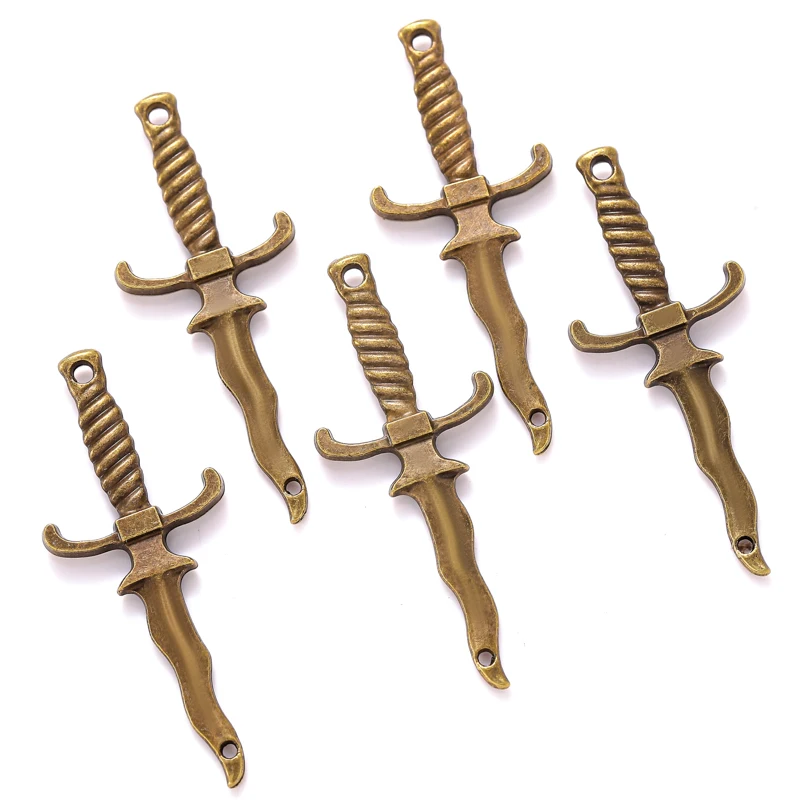 5 colors Sword Blade Connector Serpentine Dagger Charms Fit Bracelet necklace Pendant DIY Jewelry Making 40*16mm M100