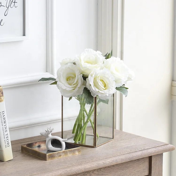 Bixuan Candle Lantern Clear Crystal Glass Bronze Brass Frame Hanging Hurricane Tea Light Holder Square Glass Display Boxes M