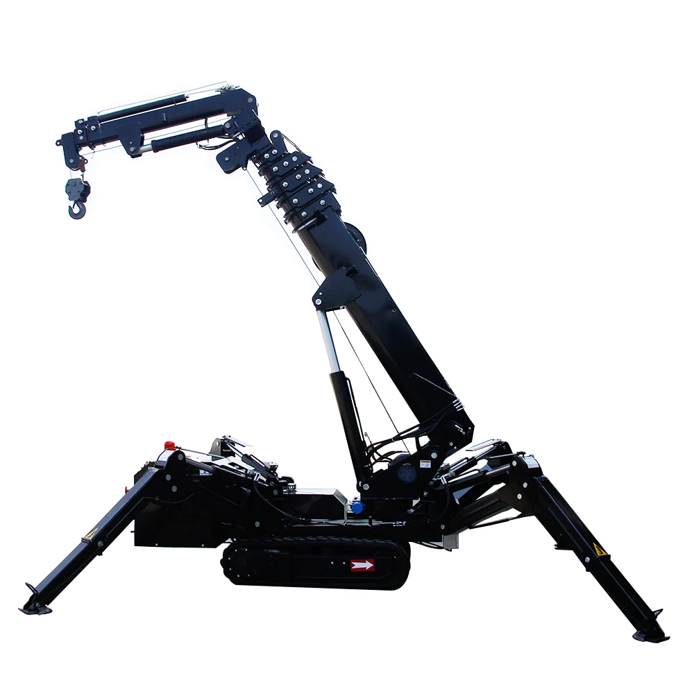 Factory Price Mobile Electric Crane Boom Lift Crawler Spider Crane 3 Ton With Long Arm Fly Jib With Articulating Arm