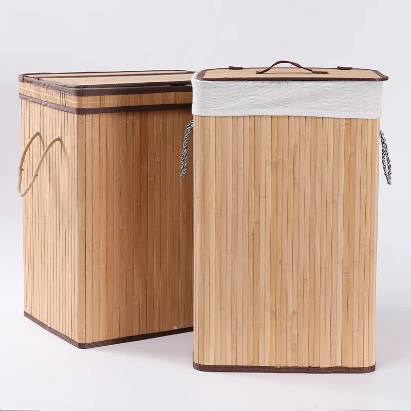Collapsible Bamboo Laundry Hamper Baskets cesto lavanderia bambu for Dirty Clothes