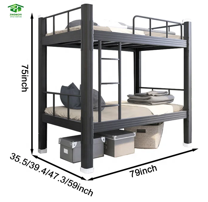Cheap Modern Home Furniture Metal Double Bunk Bed With Cabinet