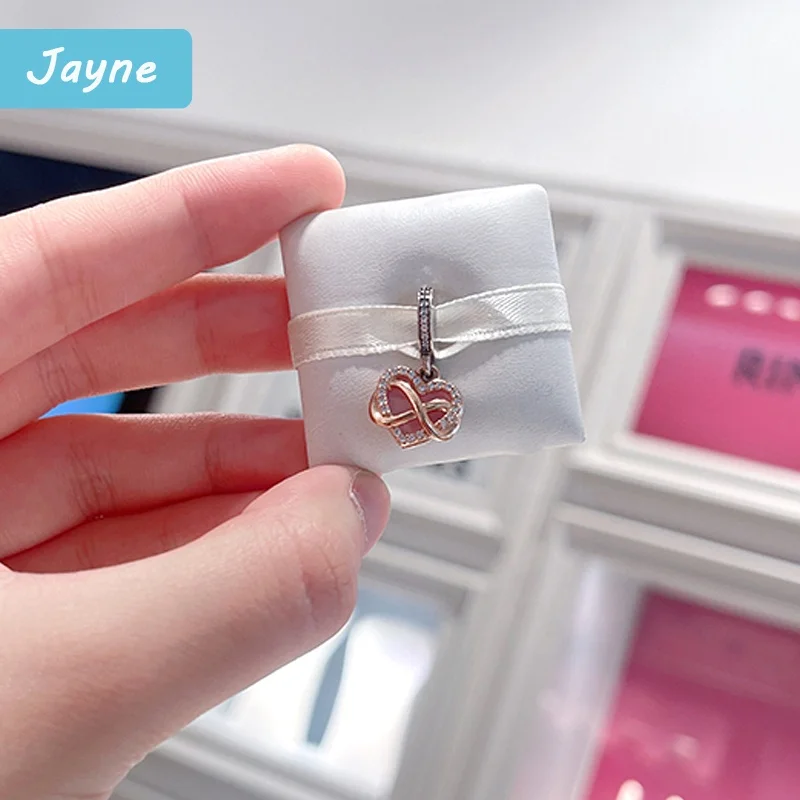 Thailand Factory Customized Logo 2022 New 925 Sterling Silver Sparkling Infinity Heart Dangle Charm Jewelry for Girlfriend