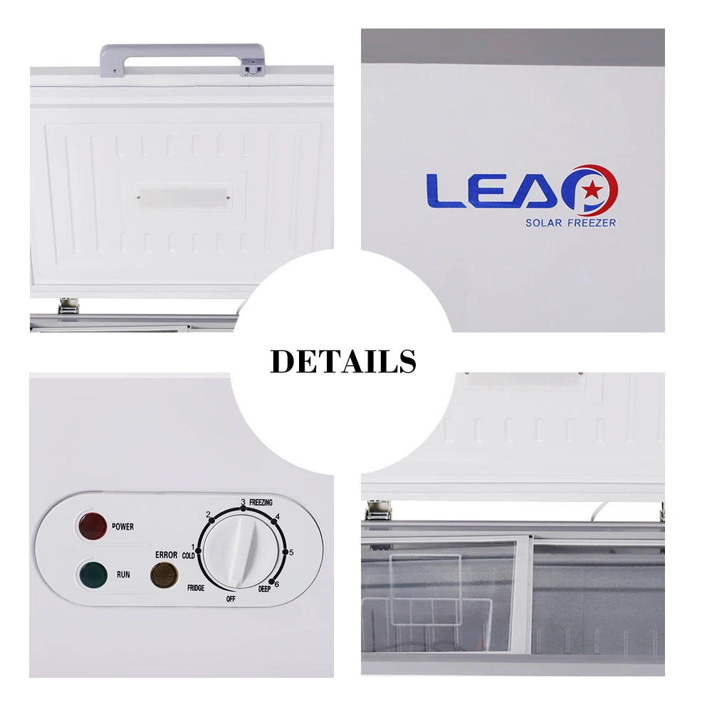 Solar Deep Freezer Standard Style 12V 24V DC Compressor Solar Chest Freezer with Interior Led Light
