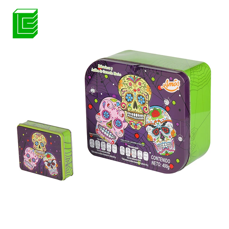 Custom Printed Cookies Tin Jar Bulk Cookie Box Tin Suppliers Large Tin Box for Cookie for Halloween