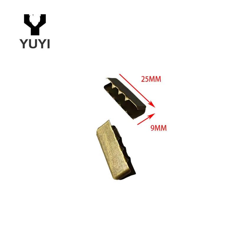 Custom Metal Ribbon Crimp End Cord Folding Claw Rope Belt End Clips