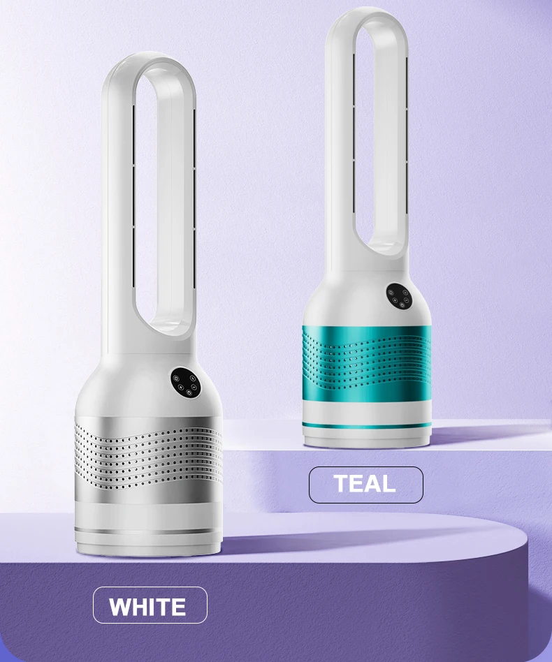 DC Motor Bladeless Fan with Air Purifier Warm and Cold Wind HEPA Cooling Fan Heater  Portable 2 in1 Fan