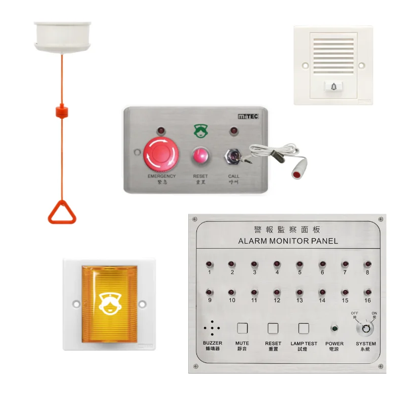 miTEC Hospital Nurse Call System with Pull Cord Emergency Button and 2 Way Intercom for Assistance Wired System with UPS Backup