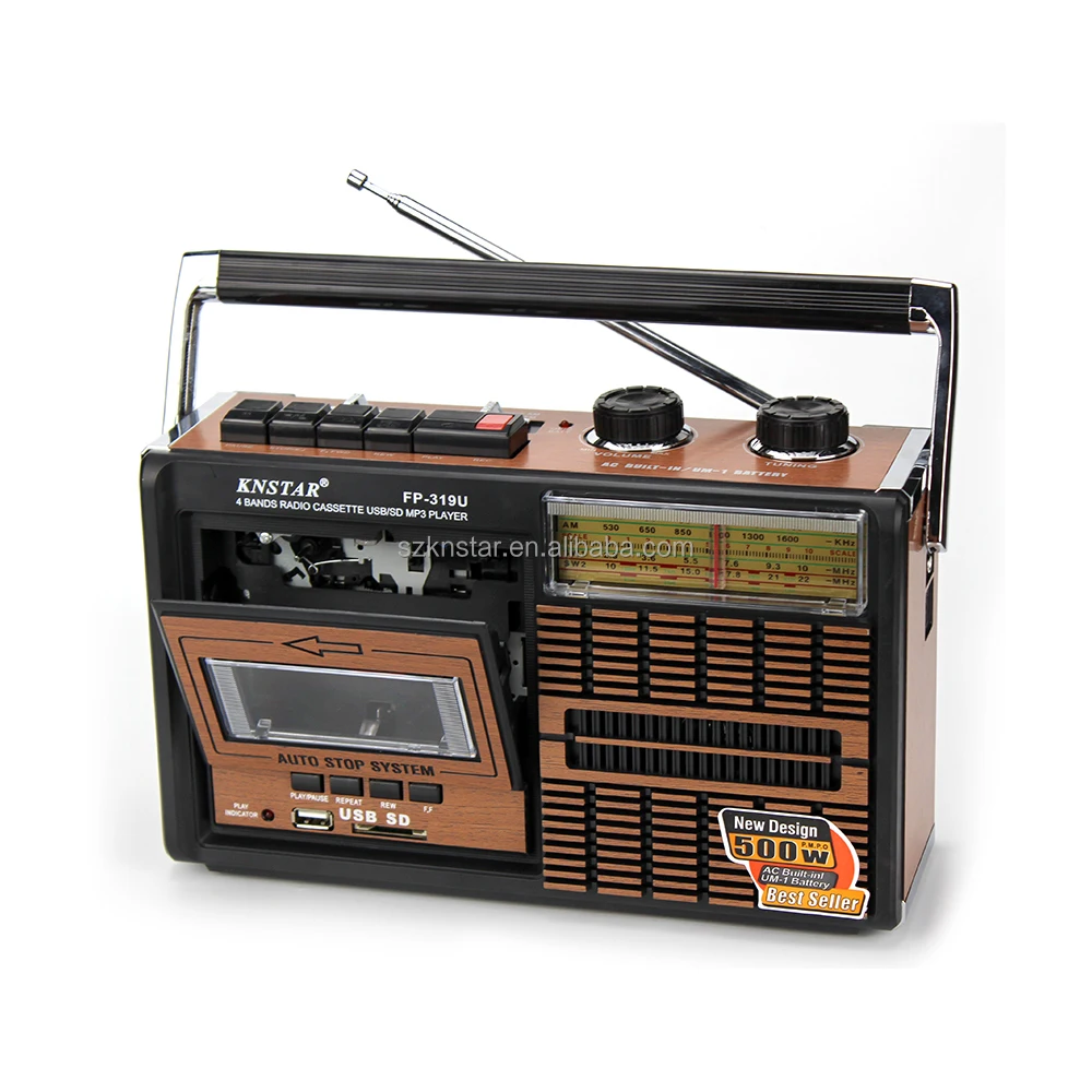 Knstar FP-319U cheap am fm sw 4 bands radio with cassette recorder player
