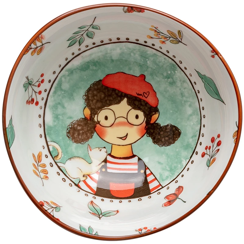 Jade-cer ceramic  plates with Little Red Riding Hood design hand printed dessert tray sauce dish