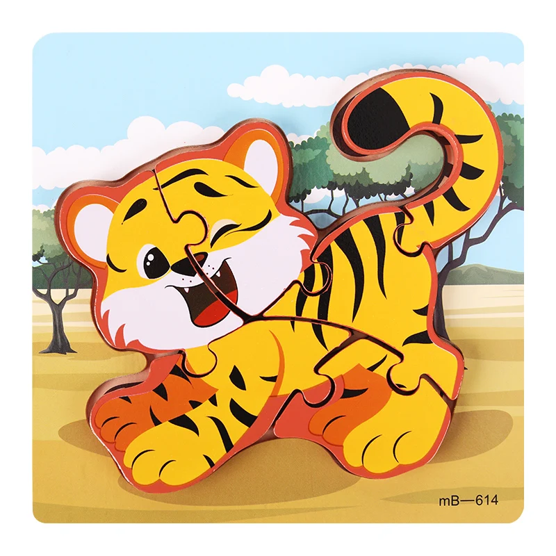 Children Animal 3d Wooden Jigsaw Puzzle Montessori Early Initiation Educational Learning Game Toys For Baby Toddlers Kids