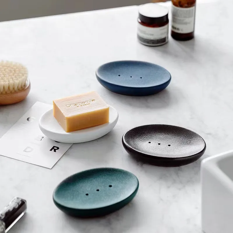 Jabonera Saboneteira Custom Hotel Designer Bathroom Accessories Set Porcelain Ceramic Soap Tray Drain Bar Soap Holder Soap Dish
