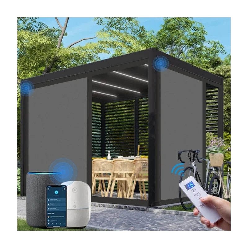 Hot Selling Remote Control  Windproof Sunshade Roller Blinds For Indoor Or Outdoor Window