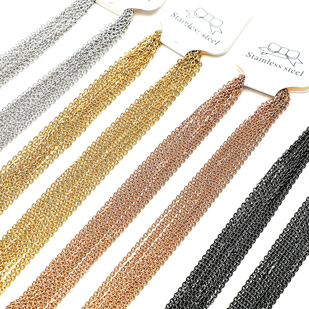 High Quality 1.5/2.0/2.5/3.0mm 45cm+5cm Stainless Steel Link Chain Chocker 60cm O Chain DIY Necklace Jewelry Findings Components