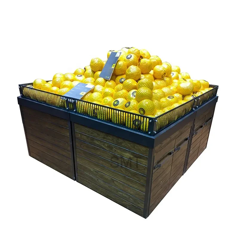 Деревянная полка для фруктов и овощей продуктового магазина