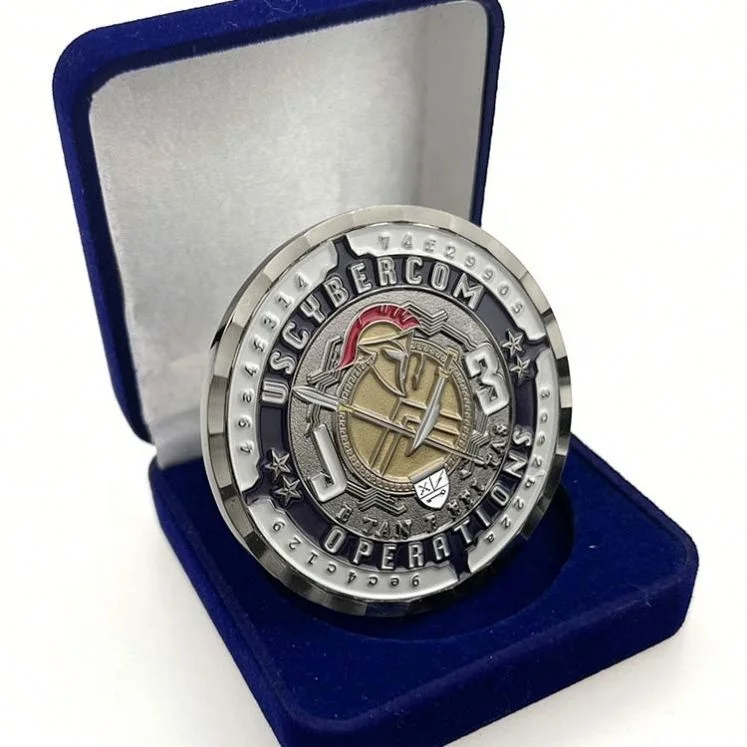 Chile Custom zinc alloy metal engraved logo gold enamel challenge coins