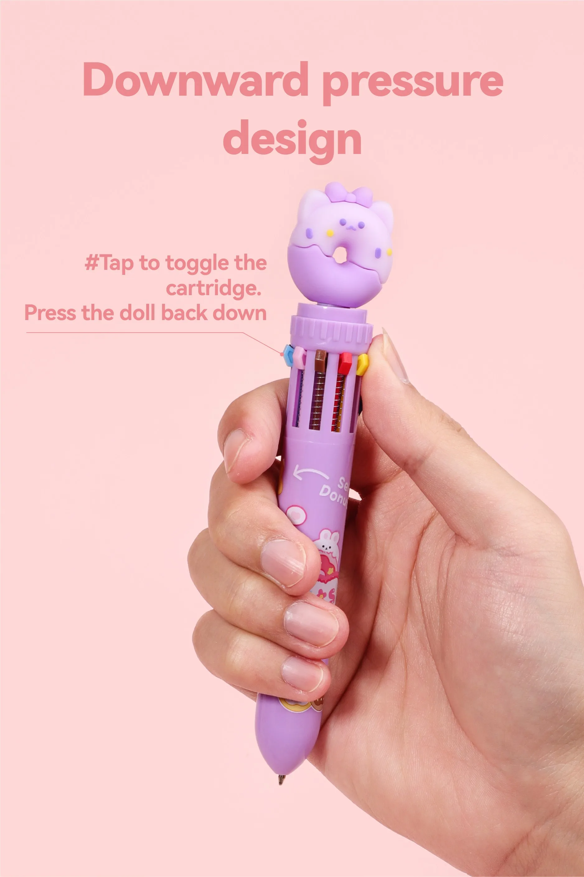 New Cute Doughnut multi-color pen 0.7mm Kawaii 10 color Ballpoint multi color pens 10 in 1 cute