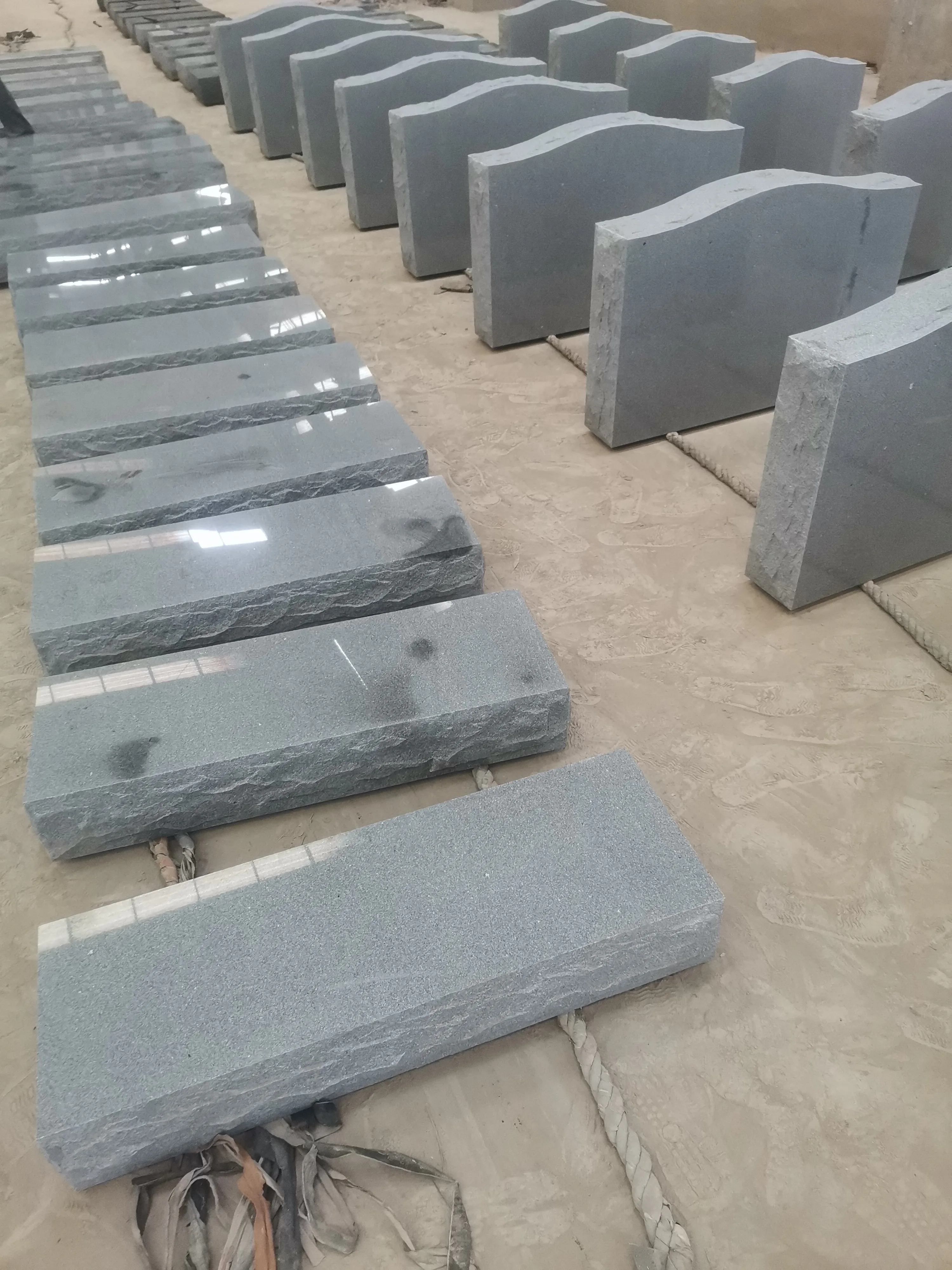 Cheap China Grey Granite Upright Serp Shape Headstones With base for Cemetery Monuments Grave Tombstone
