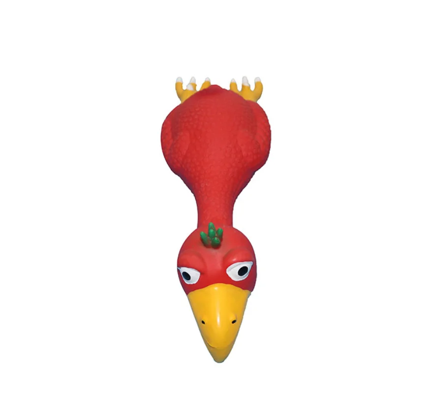 
Hot Sale Amazon Pet Toys Natural Non-toxic Squeaky Red Flaming Chicken Soft Latex dog Toys Chew Big Pets Toys 
