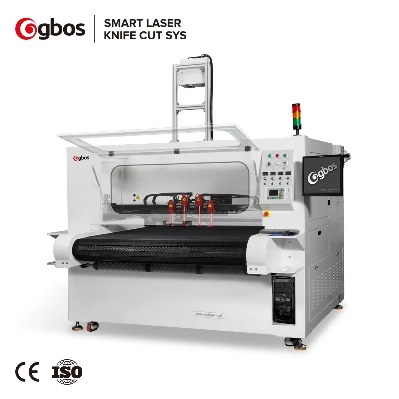 GBOS 4 Laser Heads Shoe Sole Cutting Machine Slipper Sole Cutter With Automatic Materials Pressing and Projector Positioning