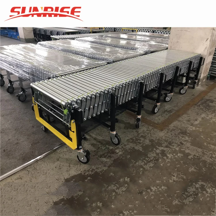 50 кг Прочный гибкий расширяемый Электрический роликовый конвейер для загрузки складских товаров