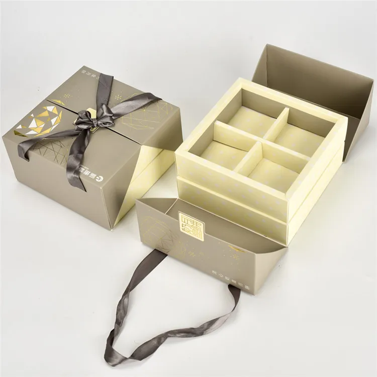 Luxury Decorative Fancy cardboard sweet box Swiss Roll Cake Box with silk tie