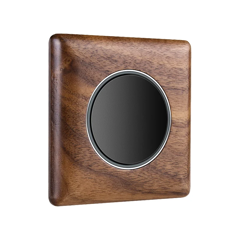YINKA Solid Wood Aperture Electrical Wall Switch Socket Black Walnut UK EU Socket LED Retro Wood Grain 15 Amp