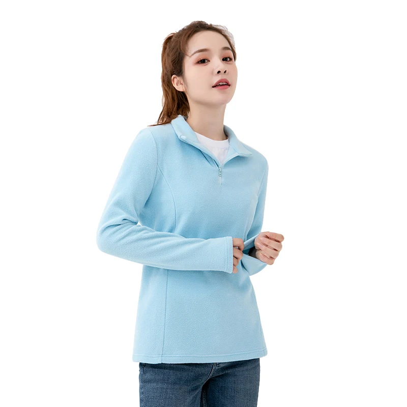 men and women warm clothing fleece custom printed logo outdoor fleece collar top