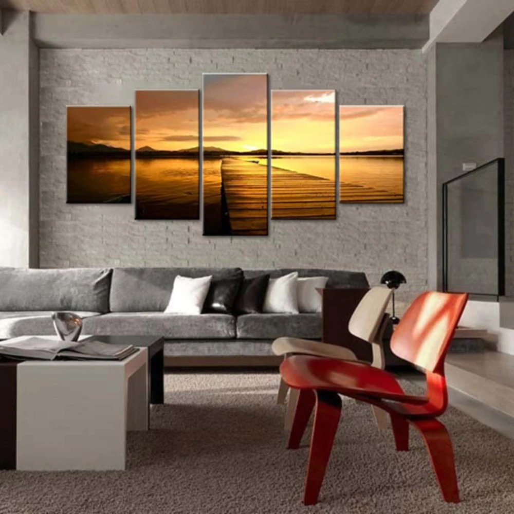 5 Panel Decoration Wall Art Craft Seascape Prints Abstract Home Modern Paintings Oil Decorative Canvas Painting
