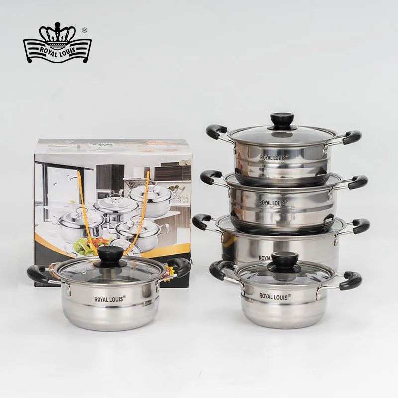 Hot Selling 10 Pcs Cooking Pot Set Stainless Steel Modern Cookware Sets Soup Stock Pots Panela Kitchen Ware