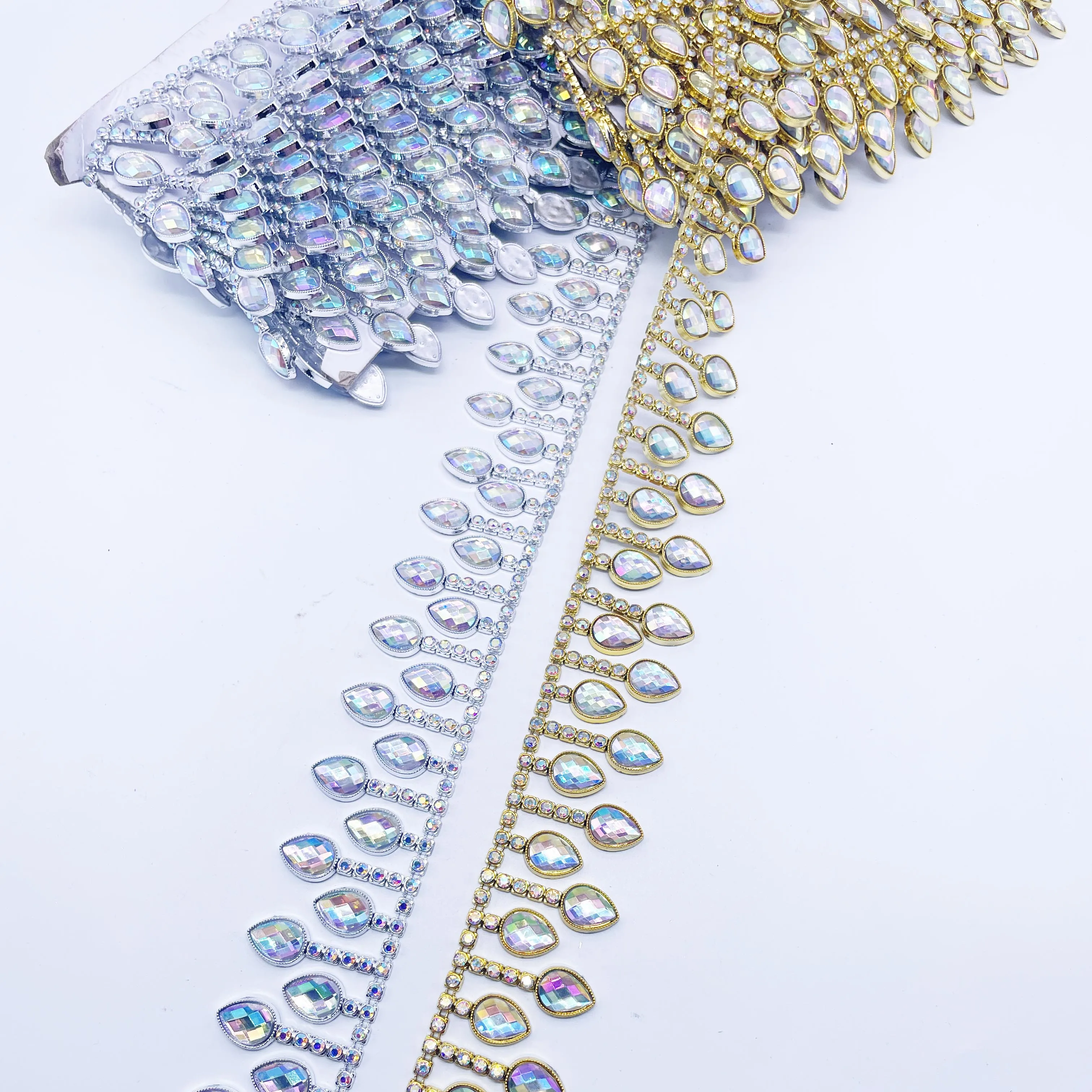 Diy Clothes Accessories Sewing Material Trim Plastic Acrylic Oval Shape Rhinestones Chain Costume Dress Shoes Garments