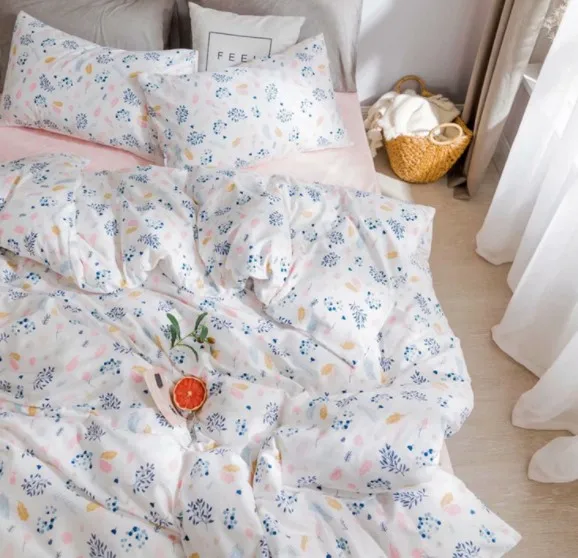 100% cotton floral printing Bedsure Duvet Cover Set with Zipper Closure quilt cover +flat sheet+fitted sheet+ pillow case set
