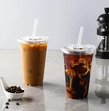 AOZITA [100 Sets] 16 oz Clear Plastic Cups With Lids and Straws, Disposable Cups With Lids for Iced Coffee, Smoothie, Milkshake