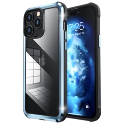 New 2 in 1 Heavy Duty Phone Case for iPhone 14 Pro Max Rugged Armor Metal Protective for iPhone 13 14 Clear Cases