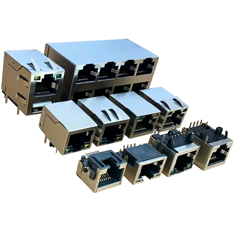  Ethernet с вертикальным модульным разъемом PCB Jack RJ45 на 180 градусов