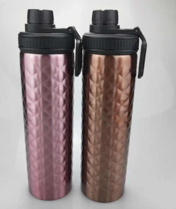 Bulk sale portable fashion water bottles stainless steel water bottles in stock with hand grip and flip lid