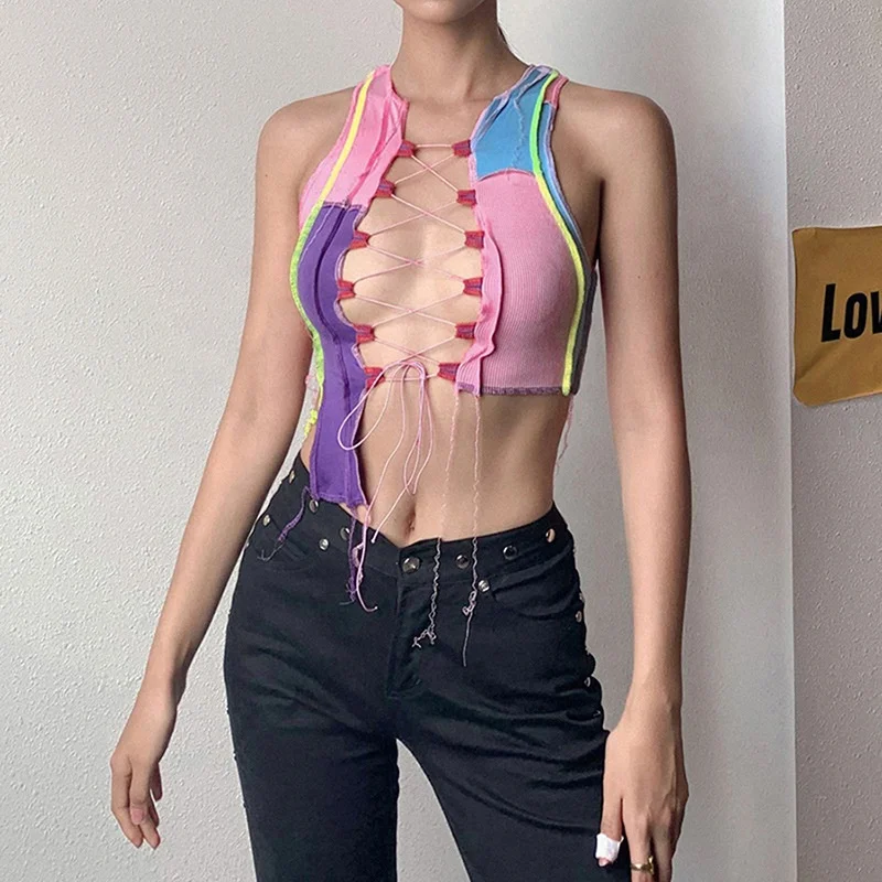 2021 Summer Women Ladies Sexy Sleeveless Low-cut Vest Sleeveless Tank Crop Tops Casual Wear