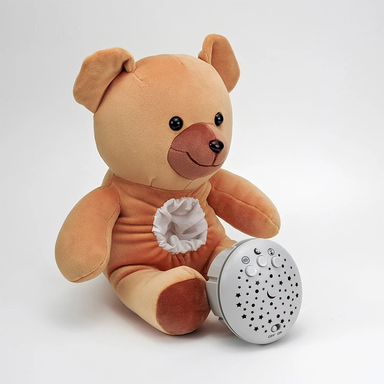 plush bear with music projection baby sleep soothing plush Stuffed animals toy white noise machine