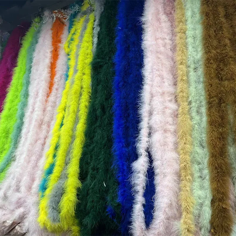 Wholesale 2 yards/pcs dyed colorful turkey feather marabu boa feather strip for DIY craft sewing trim home wedding party decor