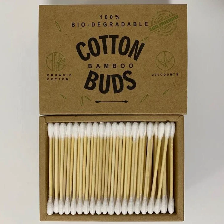 
Free Sample Customized logo Eco friendly 100% Biodegradable BPA Free Wooden Bamboo Cotton Buds for Ear 