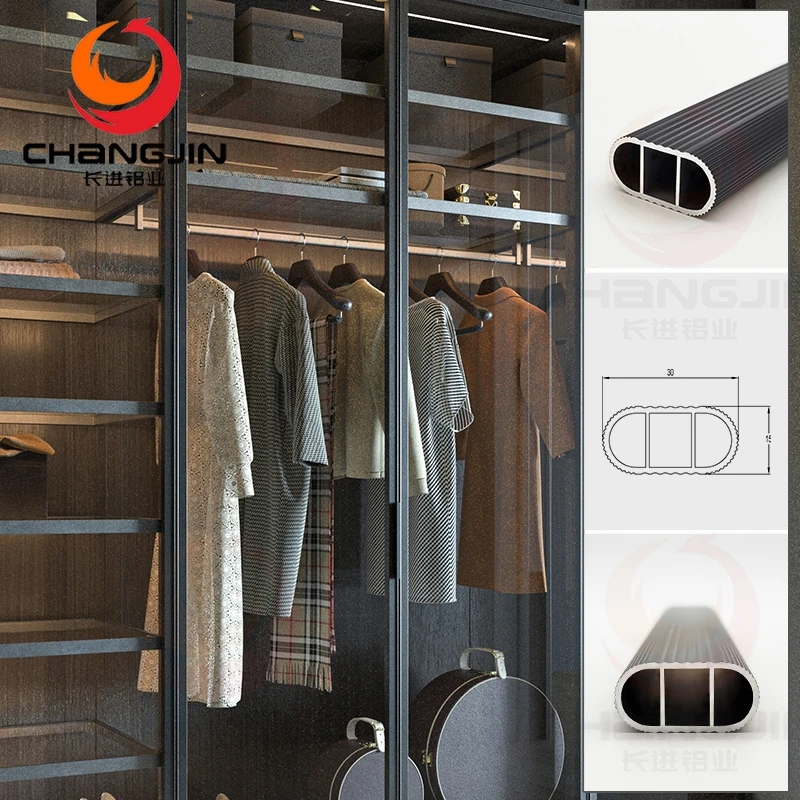 Wardrobe tube closet rod connector closet rod center support oval profile Aluminum tube wardrobe oval pipe