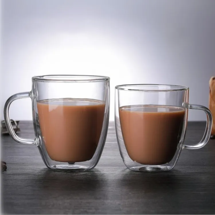 wholesale customized  5oz 250ML 350ML Elegant Design Thermal Insulated Double Wall Glass Espresso Coffee Mug With Handle