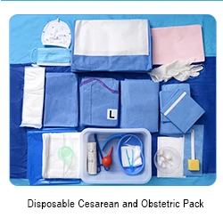 Disposable cesarean pack cesarean drape with fluid collection pouch OEM medical use new born baby hospital products Surgical